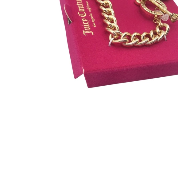 Juicy Couture Gold Chain Bracelet with Rhinestone Heart Charm, Toggle Clasp, Y2K - Picture 6 of 10
